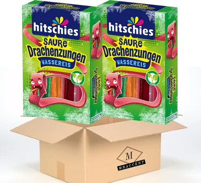 Produktbild von 2x Hitschies Saure Drachenzungen Wassereis Set Hitschler 2x400ml (800ml) by MBaccent + MBAccent Versandschutzpackung