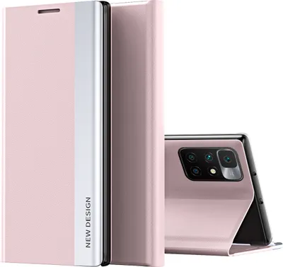Produktbild von Redmi 10 Hülle, Dünn Leder PolyurethanMagnetisch Klapp Stand Schutzhülle für Xiaomi Redmi 10 Rosa