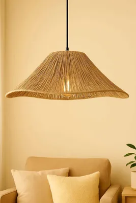 Produktbild von Opviq, Hochwertiger Kronleuchter, Beige, Ø40 h:15 cm | Verstellbare Höhe 16-52 cm, IP20 | 1 x E27 Max 40 W, Kunststoffkörper, Makramee-Kappe | Skandinavisches Design für modernes Wohnen.