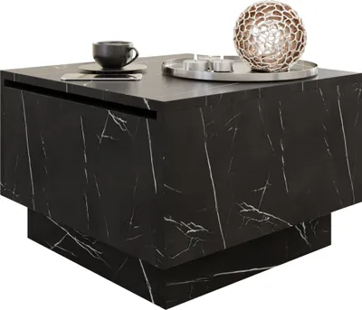 Produktbild von MIRJAN24 Couchtisch Moon 60x60, Wohnzimmer Kaffeetisch mit Stauraum, Gasdruckfeder (Farbe: Marmor Black Royal)