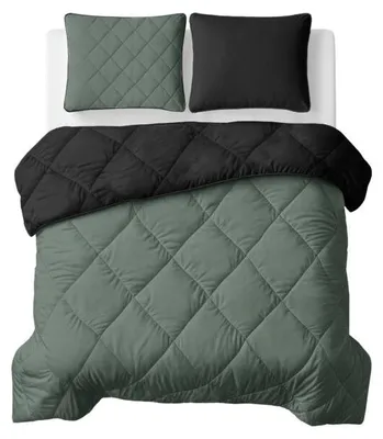 Immagine prodotto di Sleeptime, coperta per letto "Lazy", colore verde/nero, 240 x 200 cm, con federe incluse