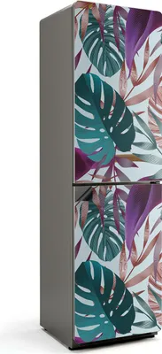 Produktbild von Tropisches Blattmuster – Magnetische Kühlschrank Abdeckung – Dekorfolie magnetisch Küche – Kühlschrank Magnet Deko – selbstklebende Magnettafel – Magnetfolie für Kühlschranktür – 60x205 cm