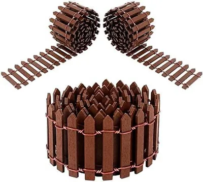 Productafbeelding van 3 stuks miniatuur omheining tuinhek, bruin, 90 cm