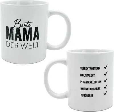 Produktbild von Tasse Beste Mama Kaffeetasse Becher Aufdruck Geschenk Teetasse 12x9,5cm