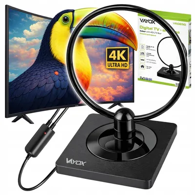 Obrázek produktu pro Vayox DVB-T/T2 anténa pro TV VA0250 | 4K | LTE | délka kabelu 1,8 m | černá