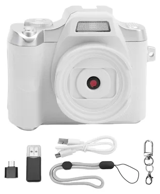 Image de Appareil photo numérique pour adolescents et étudiants, 48 MP, autofocus HD, porte-clés rétro avec écran TFT de 1,54 pouces, photographie, blanc