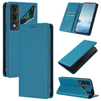 Produktbild von Handyhülle für ZTE nubia Neo 5, Kunstleder Klapphülle Stoßfeste Magnetische Hülle mit Ständer Blau