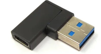 Produktbild von SYSTEM-S USB 3.1 Adapter Typ C Buchse zu 3.0 Typ A Stecker Winkel Kabel in Schwarz