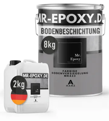 Produktbild von Mr. Epoxy Epoxidharz Bodenbeschichtung (10 kg, RAL 7036 Platingrau) - 2K Betonfarbe für Garagen, Keller & Werkstatt Boden - Flüssigkunststoff Epoxid Grundierung und Bodenversiegelung