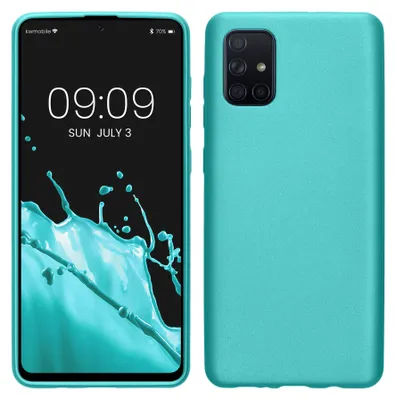 Produktbild von kwmobile Handyhülle für Samsung Galaxy A71 Hülle - Silikon Case metallisch schimmernd - Schutzhülle Cover - Metallic Mintgrün