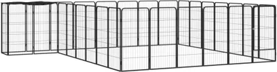 Productafbeelding van Hondenkennel 30 panelen 50 x 100 cm gepoedercoat staal zwart