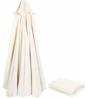 Image de Housse de remplacement pour parasol, diamètre 400 cm, couleur beige, 8 baleines, protection UV 80, résistant au vent