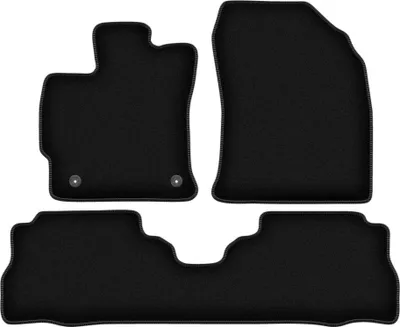Image de Tapis de sol velours sur-mesure pour Toyota Prius III Plus (2011-2015, à hayon) noir, jeu 3 pièces, fixations