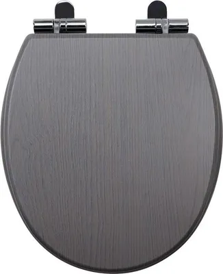 Immagine prodotto di Sedile WC ovale grigio, chiusura ammortizzata, robusto, in MDF