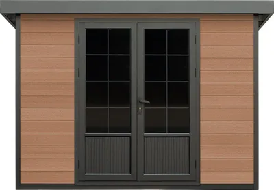 Produktbild von Gartenhaus - Holzverbund Stärke 28 mm - Holzfarben dunkel - 10,43 m² - HAZELTON