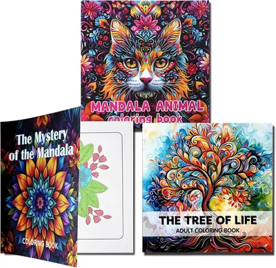 Productafbeelding van Kleurboek Volwassenen, 72 Patronen Mandala's, Dieren, Boom des Levens