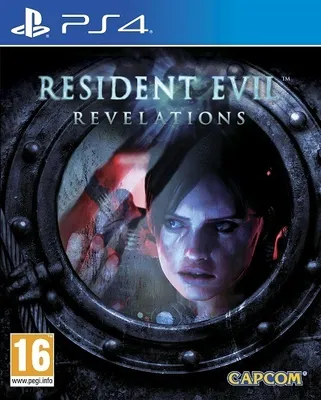 The cover art for the video game Resident Evil: Revelations, featuring a woman's face looking through a porthole.