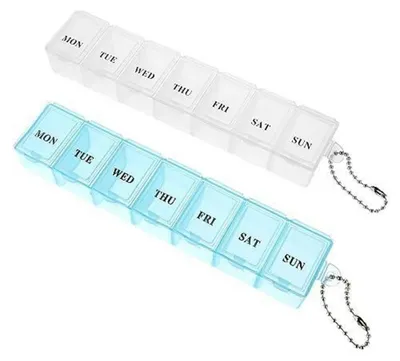 Productafbeelding van Tablettenbox voor 7 dagen, 2 compartimenten, draagbaar, geschikt voor medicijnen, vitamines, visolie