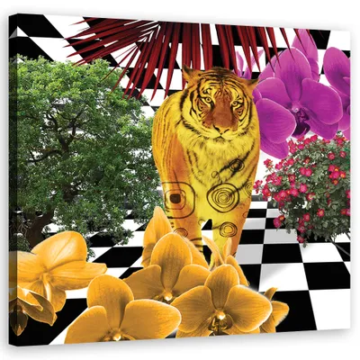 Produktbild von Leinwandbild Bunter Tiger 40x40 Feeby Bunt bild für die wand bereit zum aufhängen