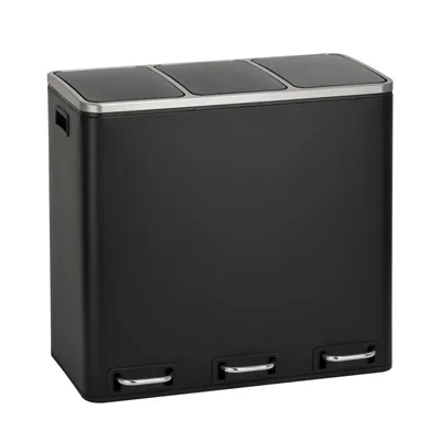 Produktbild von SVITA TM3X18 Treteimer 54 Liter 3x 18L schwarz Abfalleimer Mülleimer Mülltrennung Stahl