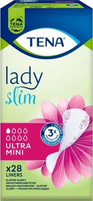 Immagine prodotto di Solette anatomiche, Tena Lady, Slim Ultra Mini, 28 pezzi - A lungo termine!