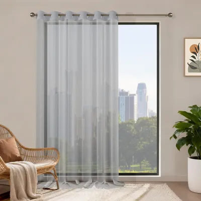 Immagine prodotto di Tende corte trasparenti color grigio chiaro con passanti - 200 x 245 cm