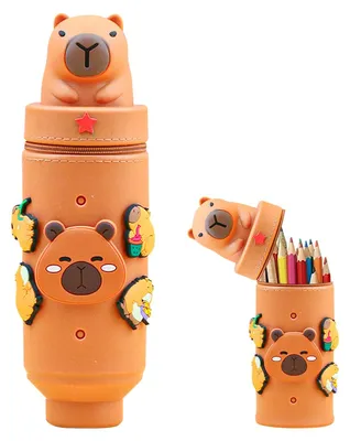 Produktbild von Weiches Silikon-Federmäppchen, 2-in-1-Stiftehalter, Kawaii-Federmäppchen, Cartoon-Federmäppchen mit Ständer, Stifteetui, erweiterbares Federmäppchen, Schule