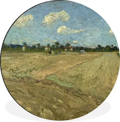 Produktbild von MuchoWow® Aluminium Wandkreis Gepflügte Felder - Gemälde von Vincent van Gogh Ø 60 cm Wanddeko Modern Wohnzimmer - Wand Kreis - Wandbild - Schlafzimmer - Aluminium Bild - Kinderzimmer - Wohnzimmer Dekoration - Wandschmuck