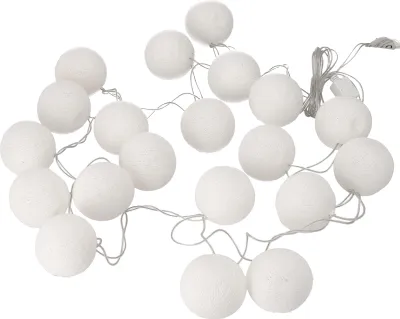 Immagine prodotto di Luci fiabesche a sfera in tessuto, 20`er luci fiabesche a sfera LED - bianco, fili di cotone, 7*7*350 cm, luci fiabesche