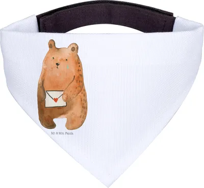 Produktbild von Mr. & Mrs. Panda Bandana Bär Liebesbrief - Weiß - Geschenk, Dreieckstuch, Vermissen, Hunde Halstuch, Liebeskummer, Partner, Für, Sehnsucht, Hund, Freundin, Teddy