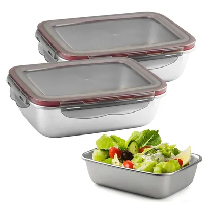 Immagine prodotto di Set di 2 contenitori per alimenti in acciaio inossidabile con coperchio