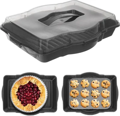 Obrázok produktu pre Orion kuchynský kontajner Transportný box Kontajner na potraviny Servírovací podnos s vekom Držadlo na prenášanie koláčov a pečiva 45x35x9,5 cm