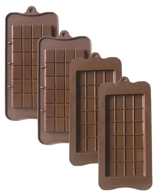 Image de Moules en silicone pour chocolat, lot de 4, couleur marron, antiadhésifs, en 3D, pour gâteaux, confiseries, glaçons