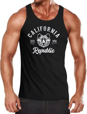 Produktbild von Herren Tank-Top California Republic Grizzly Bär Muskelshirt Muscle Shirt Neverless® schwarz XXL