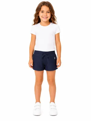 Produktbild von 81866 Disney Style Prinzessinnen Shorts/Hosen Mädchen – blau, mit ausgestickter Krone – Gr. 128