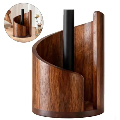 Produktbild von Holz Taschentuchhalter, mit zentraler Eisenstange, Taschentuchbox, 8.25*11.5in, Keine Montage erforderlich, Braun