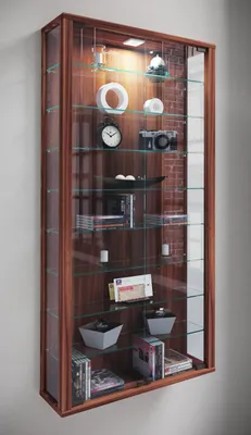 Produktbild von VCM Glasvitrine hängend | Vitrine Glas mit ESG-Sicherheitsglas | Maße: H. 114 x B. 59 x T. 18 cm | Hängevitrine Glas | Modern und platzsparend | Glas Vitrinenschrank - Vitrosa Maxi