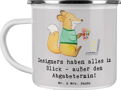 Produktbild von Mr. & Mrs. Panda Motivtasse Designer Überblick - Grau Pastell - Geschenk, Talente, Teetasse, Berufsliebe, Emaille Tasse, Humor, Berufsprodukte, Pott, Kreativität, becher
