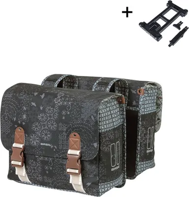 Zdjęcie produktu dla Doppelte Fahrradtasche Basil Bohème MIK 35 Liter - Schwarz / Charcoal