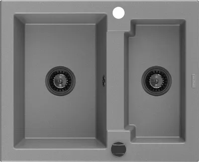 Zdjęcie produktu dla Mexen Carlos zlewozmywak granitowy 1,5-komorowy 582 x 475 mm, szary, syfon czarny - 6518581500-71-B