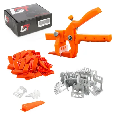 Produktbild von 7001-teiliges Fliesen Nivelliersystem 6000x Laschen 1,5mm + 1000x Keile + Zange