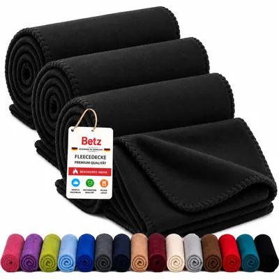Produktbild von Betz Fleecedecke 3 Stück 130x170 cm 180g/m² – Wohndecke & Kuscheldecke – Flauschige Sofadecke Tagesdecke – Leicht, wärmend & pflegeleicht - schwarz