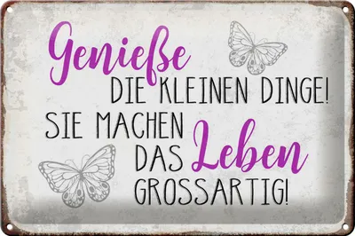Produktbild von Blechschild Spruch 30x20cm genieße kleine Dinge das Leben