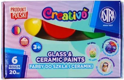 Zdjęcie produktu dla Farby do szkła i ceramiki 6 kolorów 20 ml Pastel Creativo Astra