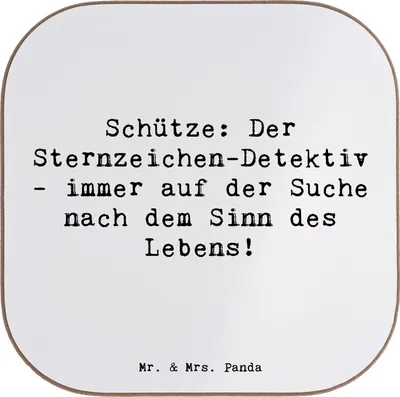 Produktbild von Mr. & Mrs. Panda Tischuntersetzer Spruch Schützenblick - Weiß - Geschenk, Sternzeichen, gläseruntersetzer, Schütze, Optimismus, Untersetzer Gläser, Horoskop, Glas, für