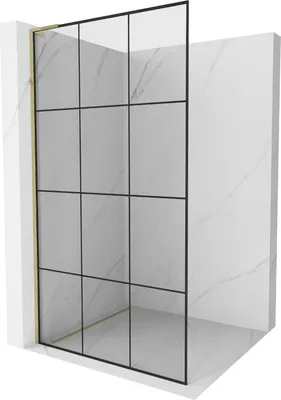 Produktbild von Mexen Kioto L Duschwand Walk-in 120 x 200 cm, schwarzes Muster, gold