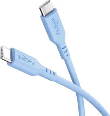 Imagen del producto de Cable de carga de silicona USB-C, para dispositivos USB-C, con capacidad de carga rápida, resistente a roturas, longitud de 1,5 metros, color azul
