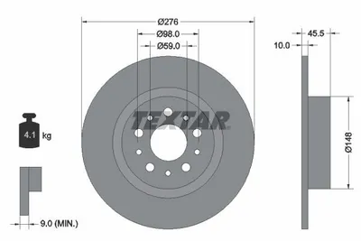 Produktbild von 2 Textar Bremsscheiben 276mm hinten für Alfa Romeo 156 GT