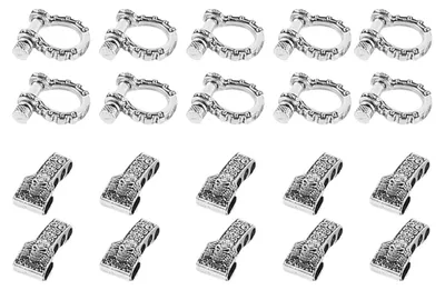 Paracord-Gurtschließen, verstellbar, 10 Stück, silber, Metall