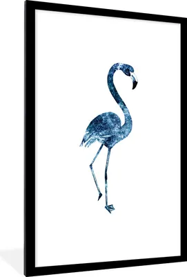 Produktbild von MuchoWow® MuchoWow® Gerahmtes Poster Flamingo - Blau - Universum 60x90 cm - Poster mit zchwarzem Bilderrahmen - Dekoration - Wandposter Wohnzimmer - Hochwertig